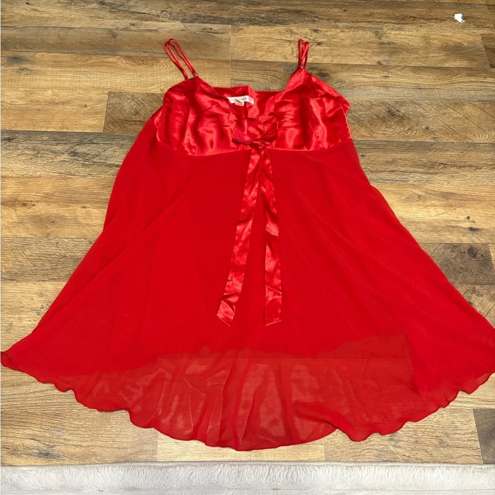 Victoria’s Secret Red Satin & Sheer Babydoll Lingerie